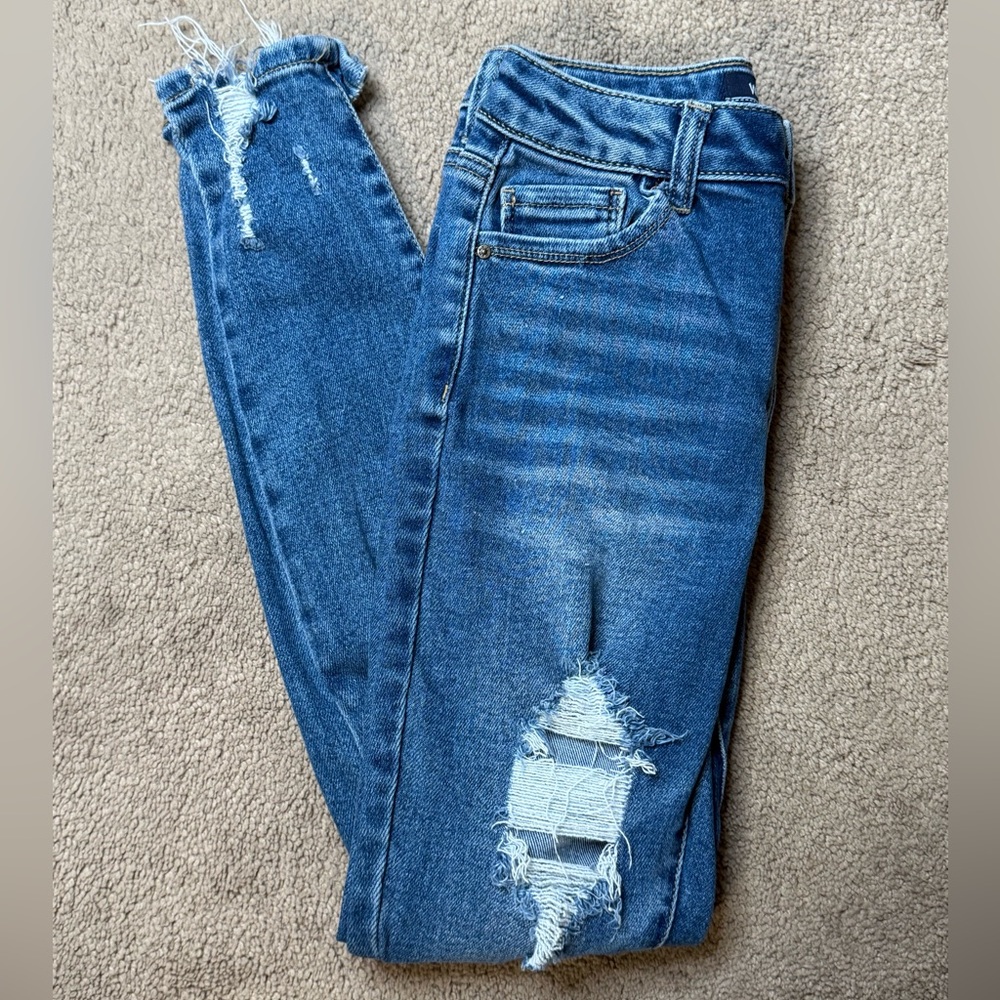 Wax Jean Blue Skinny Distressed Denim